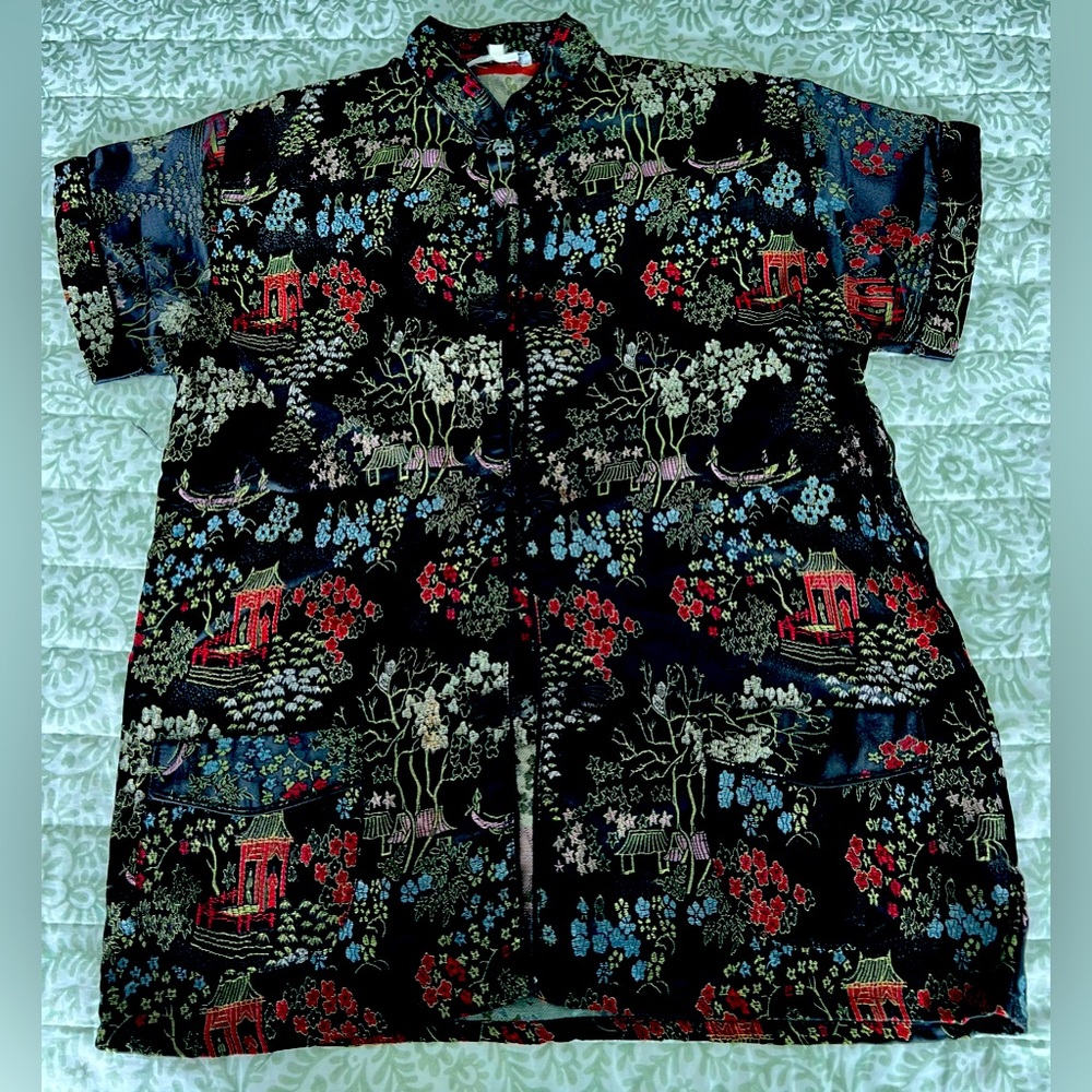 Japanese Print Matching Set Embroidered Black - classic